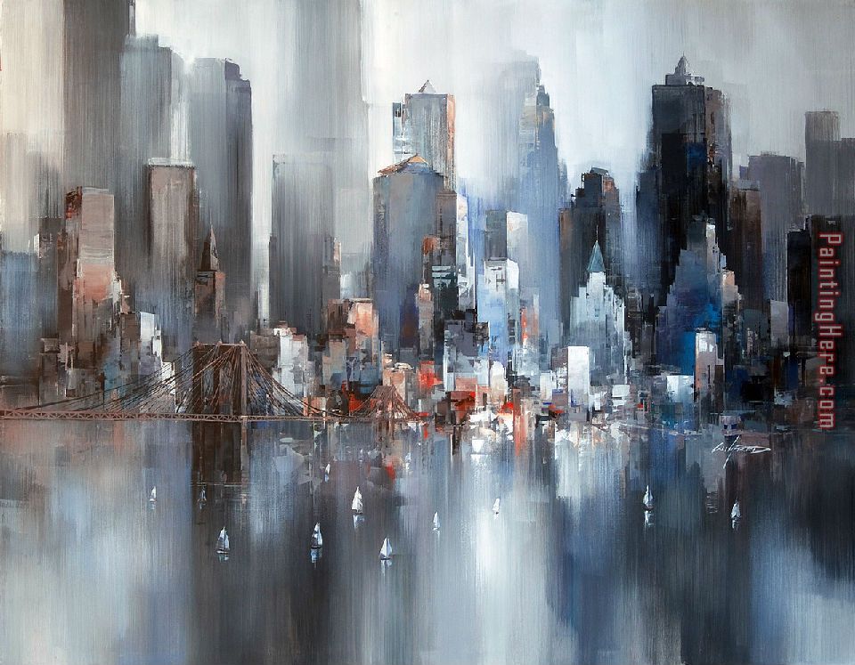 Cityscape Abstract painting - Unknown Artist Cityscape Abstract art painting
